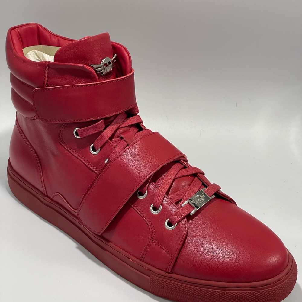 Ferrari Massari High Hustler Red Leather High‎ Top Sneakers Mens Size 10.5